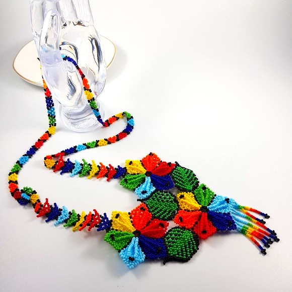 🌈 Amazing Artisan rainbow flower necklace - Picture 5 of 5
